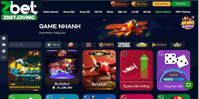 Danh sách các trò chơi có mặt tại Zbet 